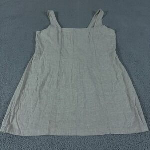 Old Navy Dress Womens XL Tan Linen Blend Knee Length Square Neck Smocked Beachy